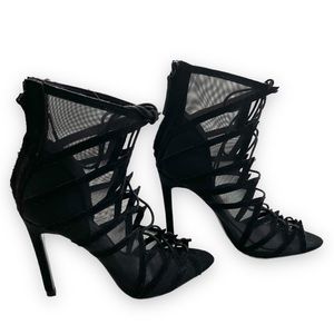 Zara Black Mesh Lace Up Bootie